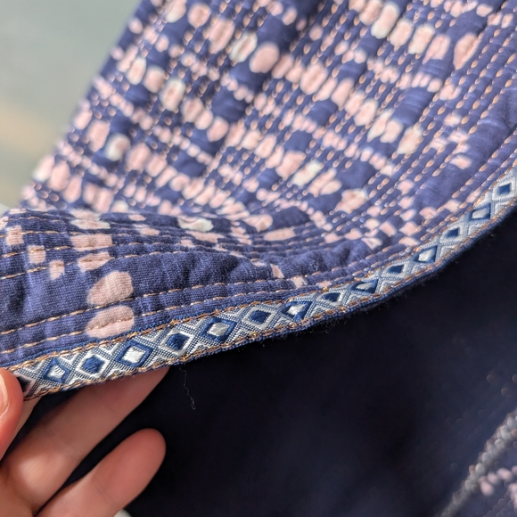 Stunning Monsoon 100% Cotton Quilted / Woven Navy Patterned Jacket - Large - Picture 6 of 12